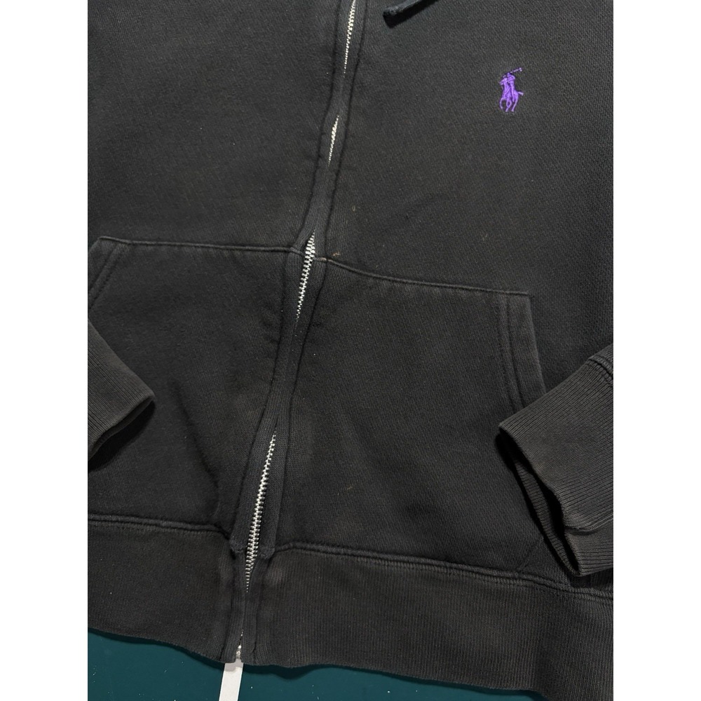 Polo Ralph Lauren Sport Full Zip Hoodie Sweatshirt Women's Medium Black Cropped - Picture 5 of 10